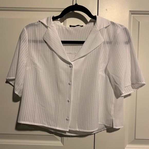 White cropped button t-shirt from forever 21 - Picture 1 of 1